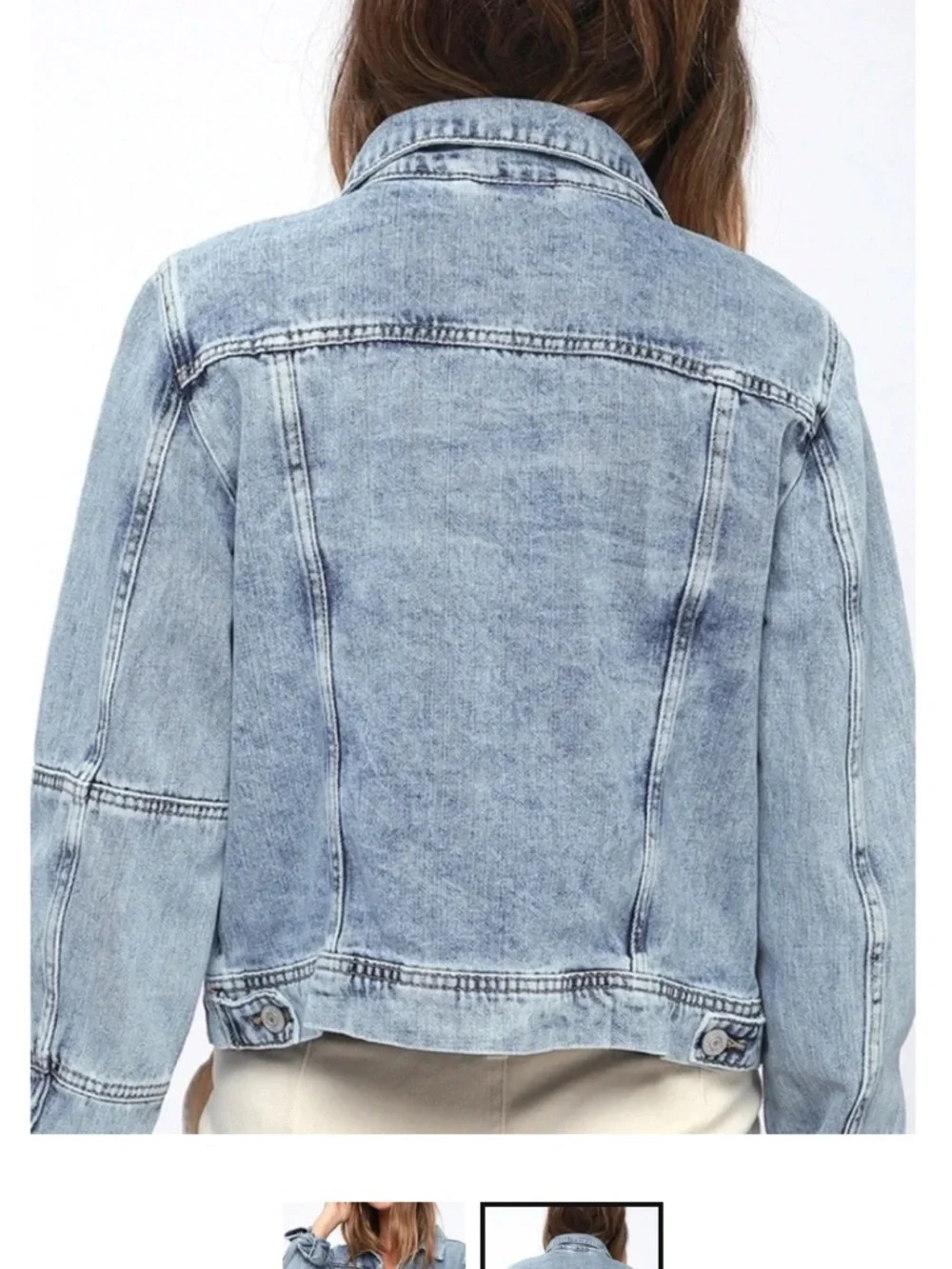 Free People Light Wash Blue Denim Jacket - Picture 2 of 7